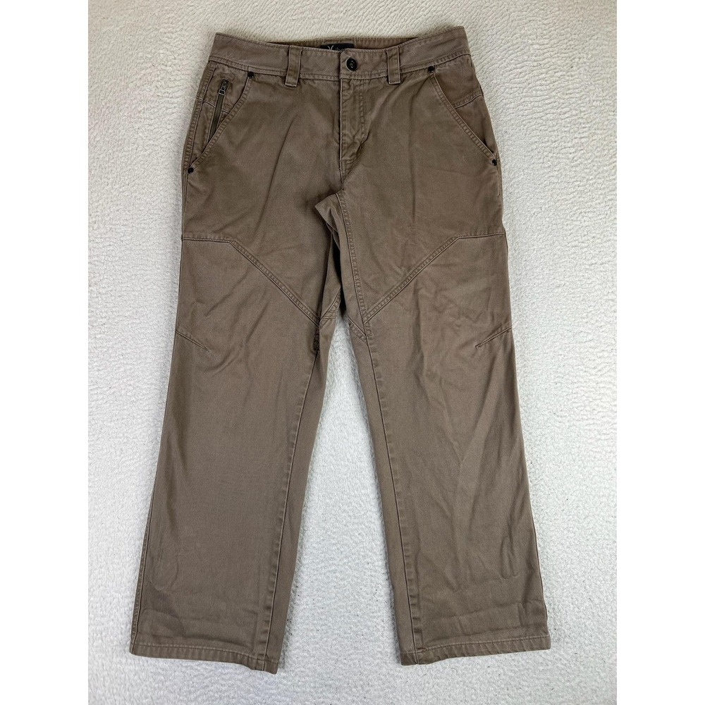 Ibex Pants Mens 30x30 Brown Organic Cotton Twill Hiking Zip Pocket Outdoor